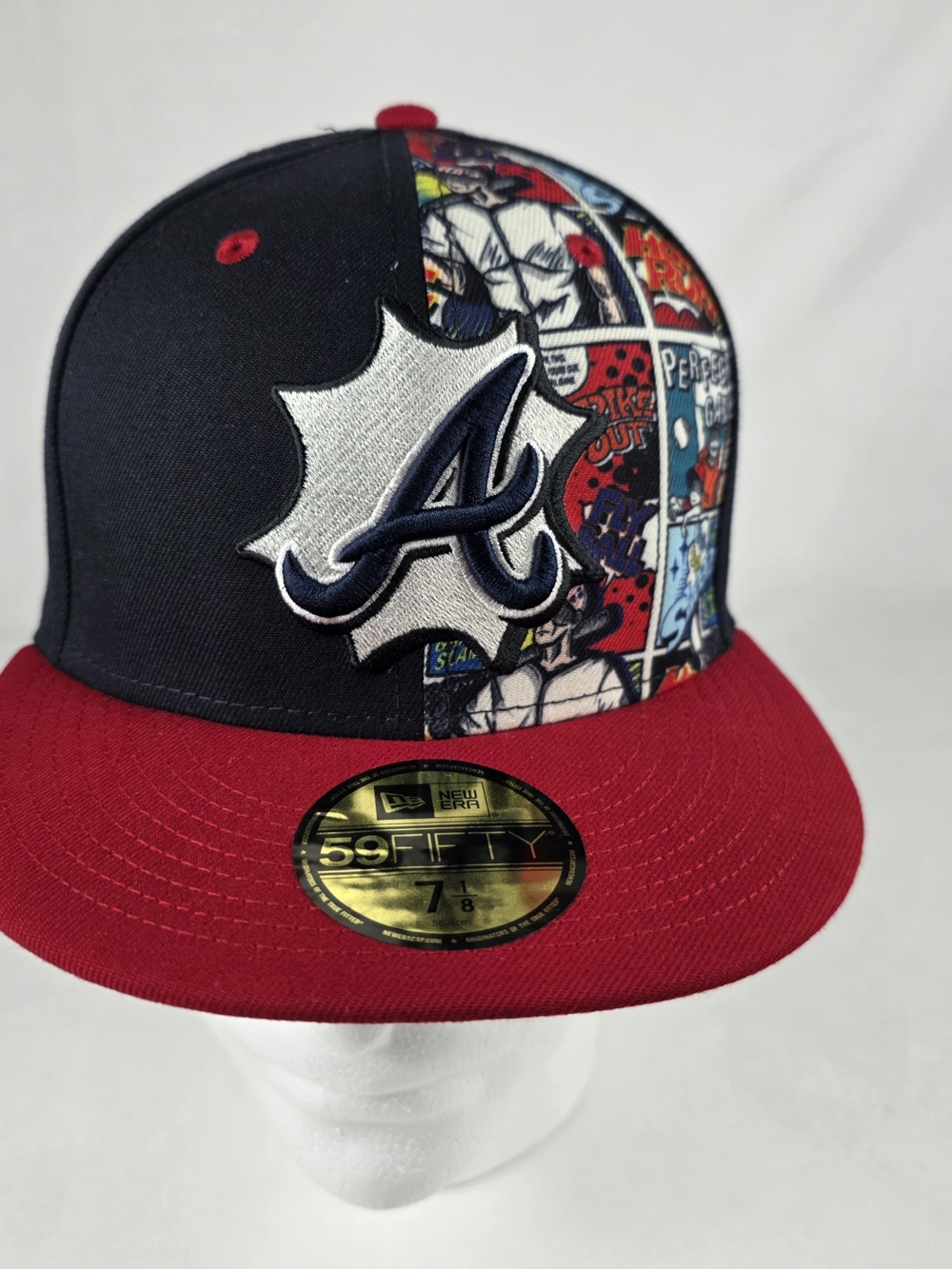 Atlanta Braves New Era 59FIFTY Comic Panel Fitted Hat - Navy & Red